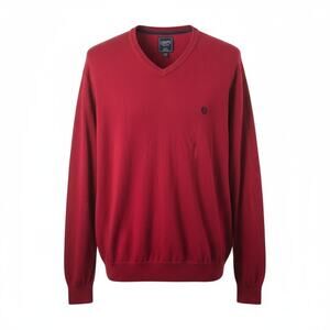Chaps V Neck Cotton Cashmere Red Classic Fine Gauge Sweater Preppy Timeless XXL